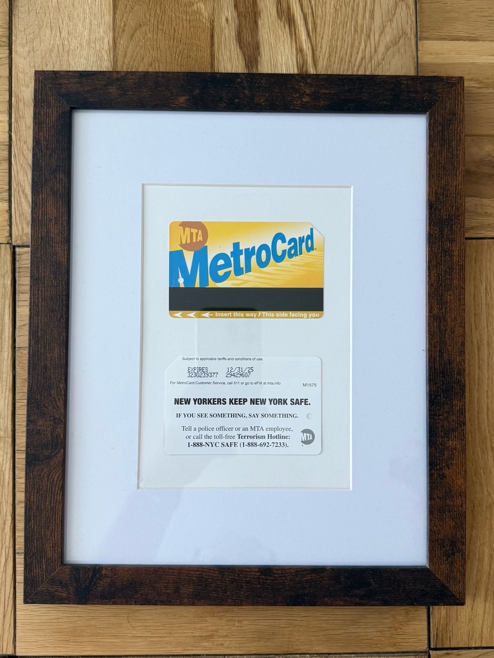 Framed NYC Metro Cards